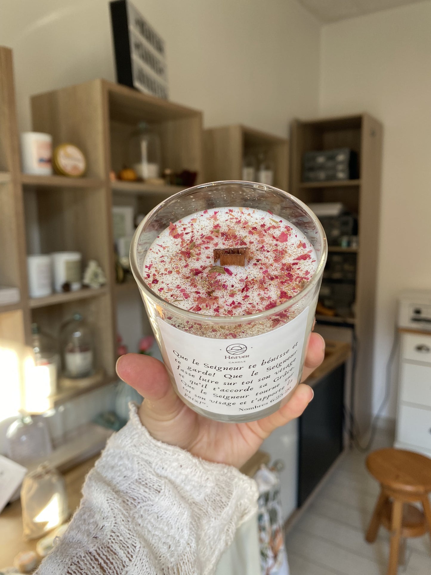 Bougie avec verset de la Bible "Que l'Eternel te bénisse" | Décoration Chrétienne