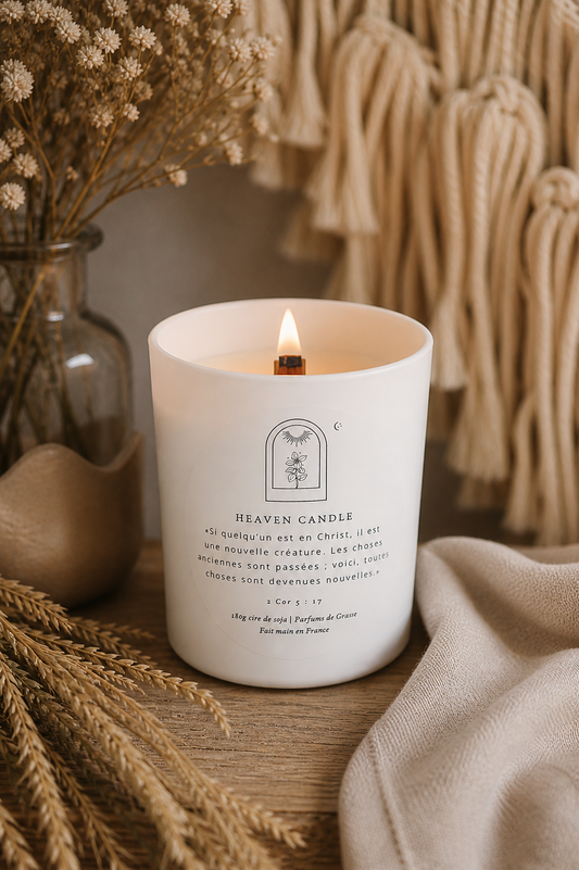 Bougie avec verset de la Bible "Renaissance" | Décoration Chrétienne