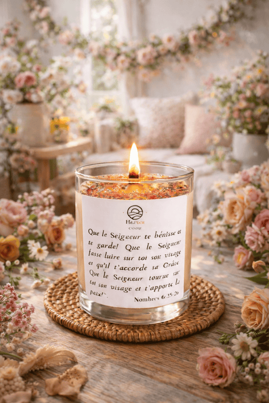 Bougie avec verset de la Bible "Que l'Eternel te bénisse" | Décoration Chrétienne