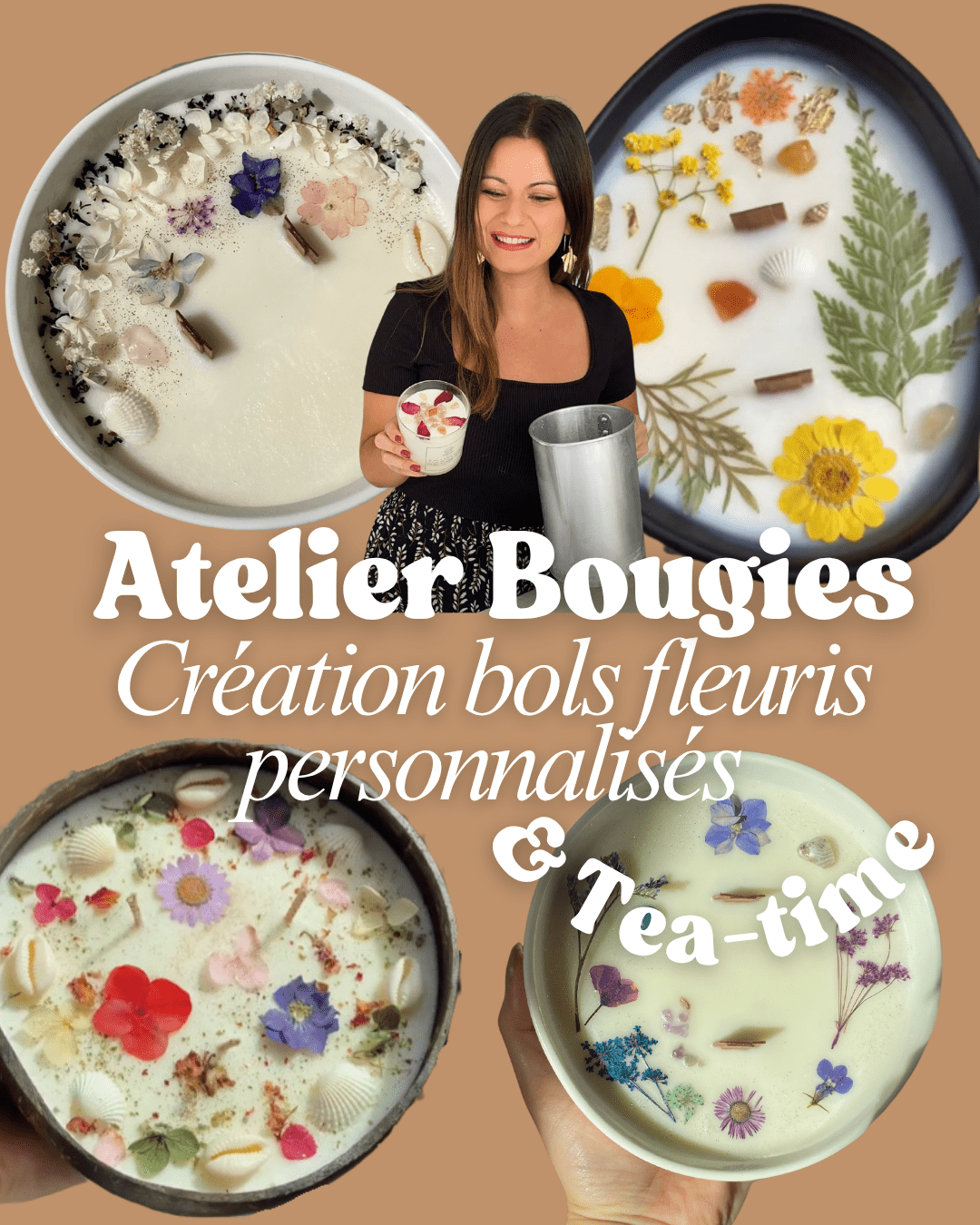 Inscription Atelier création de bougies bol fleuris personnalisés