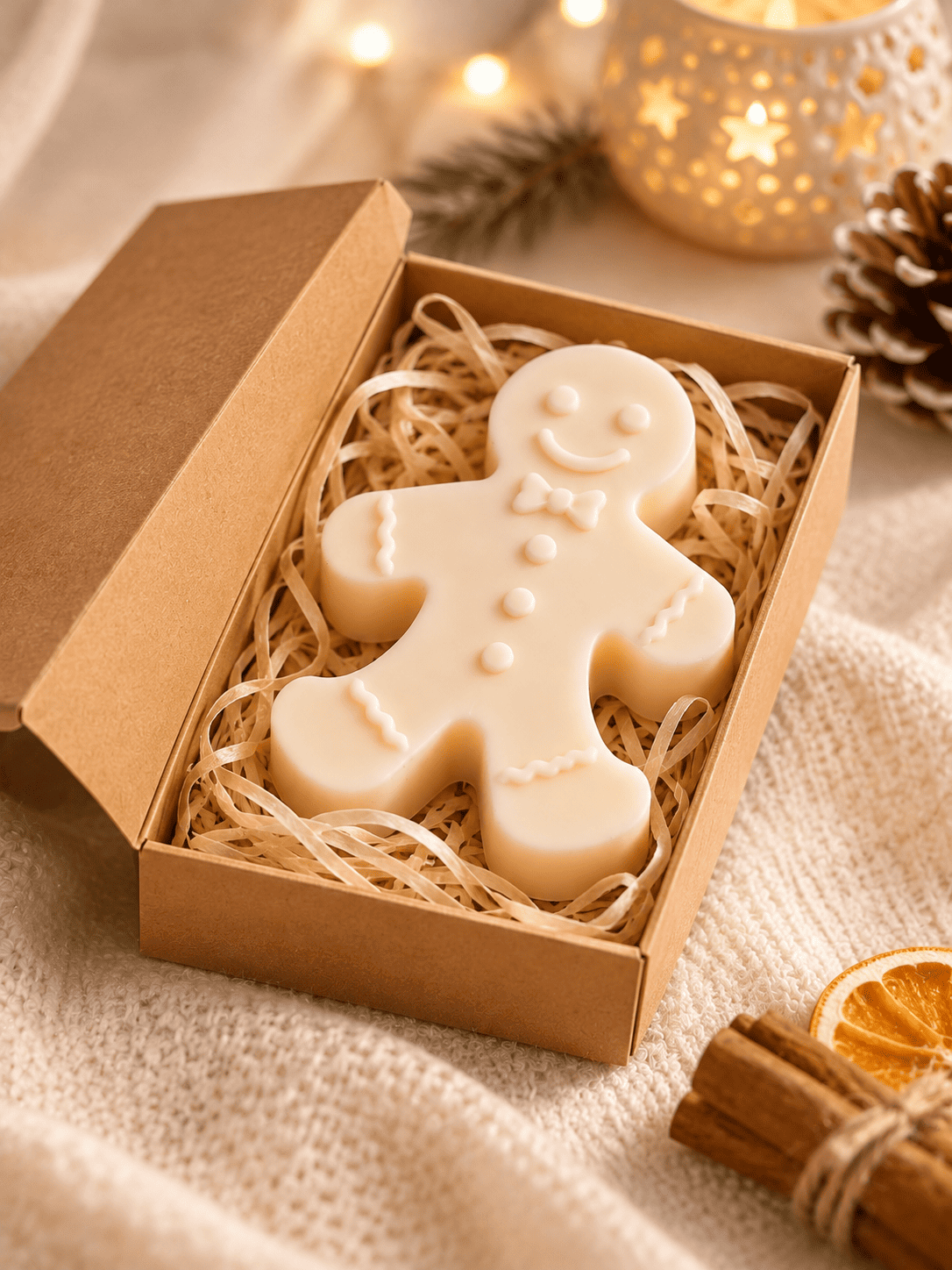 Coffret fondant parfumé XXL Thé & Pain d’épices – Bonhomme pain d’épices 65 g