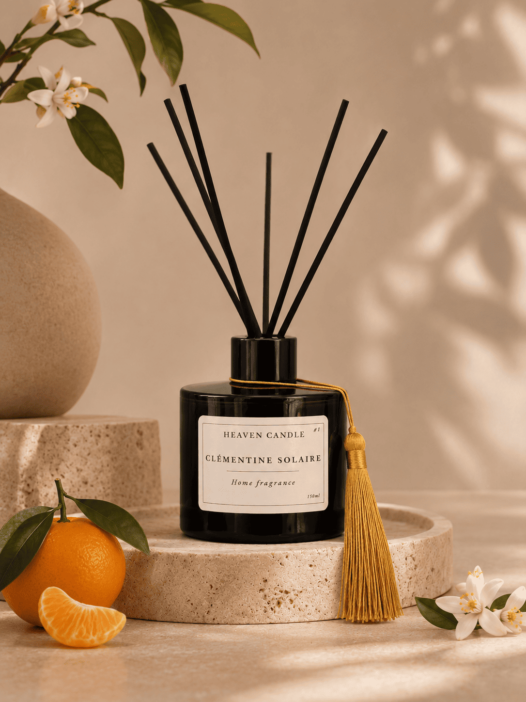Diffuseur à bâtonnets Clémentine solaire – 150 ml