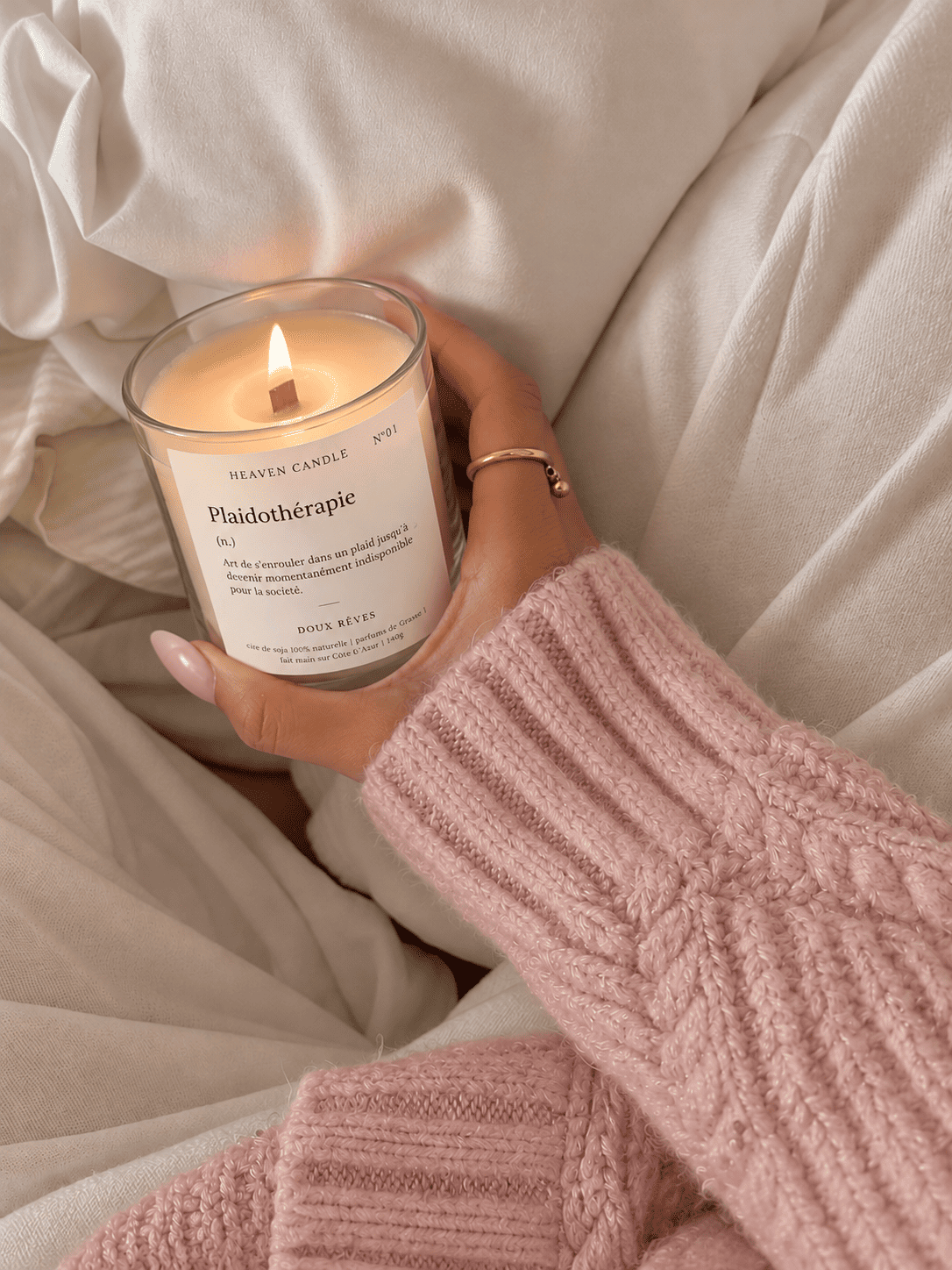 Bougie parfumée Plaidothérapie – Doux Rêves, notes florales & poudrées