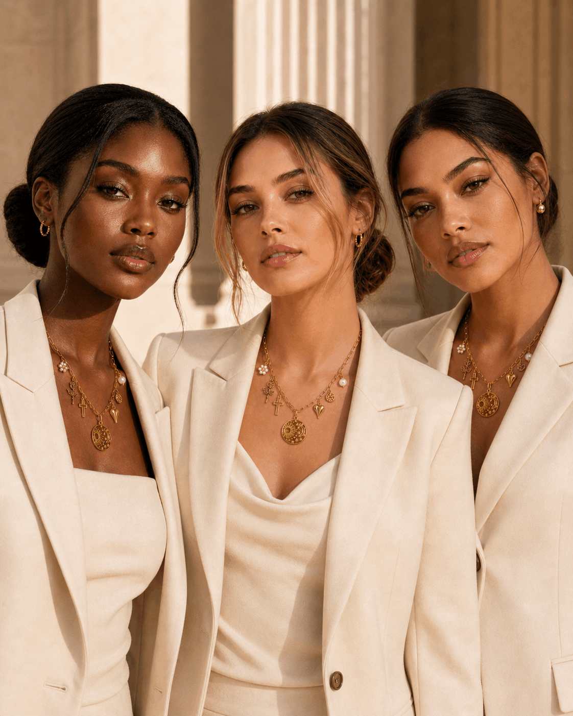 Collier chrétien femme "Merveilleuse" – Collier croix doré en acier inoxydable avec 7 pendentifs