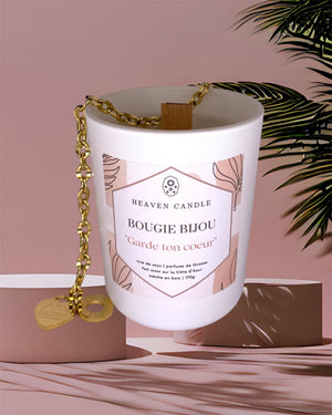 Bougie bijou "Garde ton coeur" bracelet avec verset doré ou argenté
