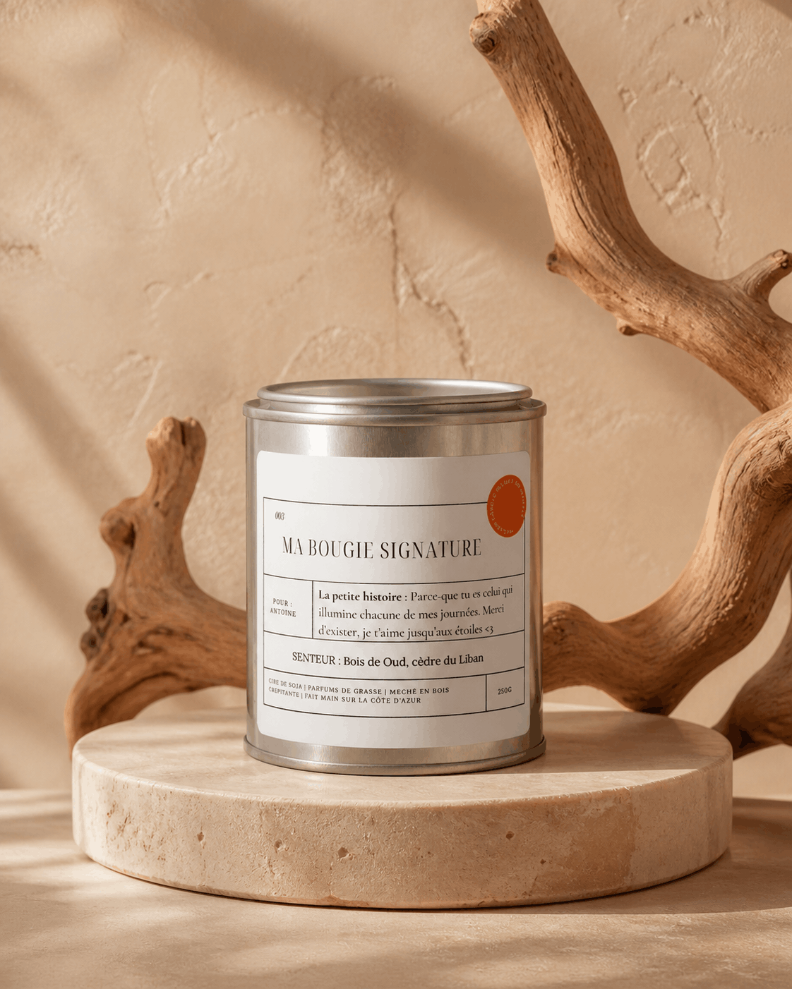Bougie personnalisée parfumée – Message & senteurs au choix