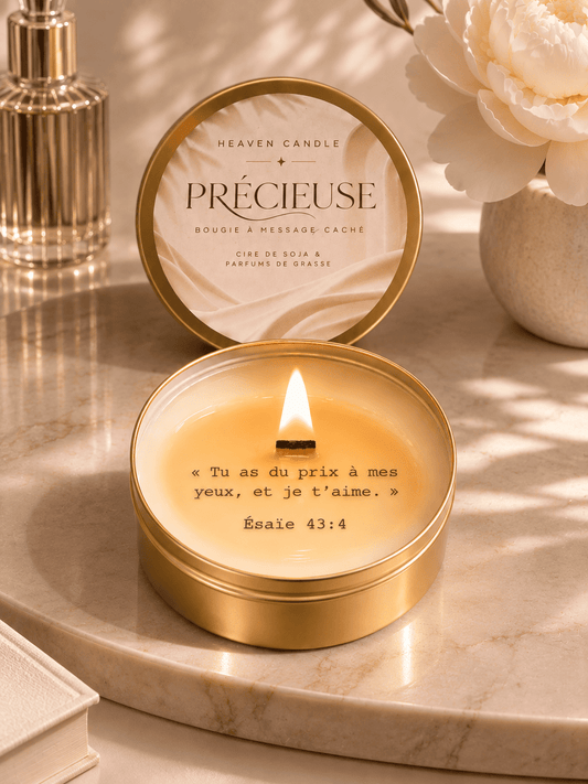 Bougie "Précieuse" avec message caché qui apparaît dans la cire