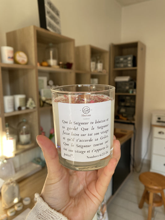 Bougie avec verset de la Bible "Que l'Eternel te bénisse" | Décoration Chrétienne