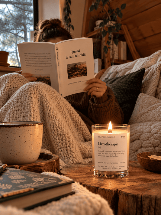 Bougie parfumée Livrothérapie – Cèdre, Patchouli & Encens