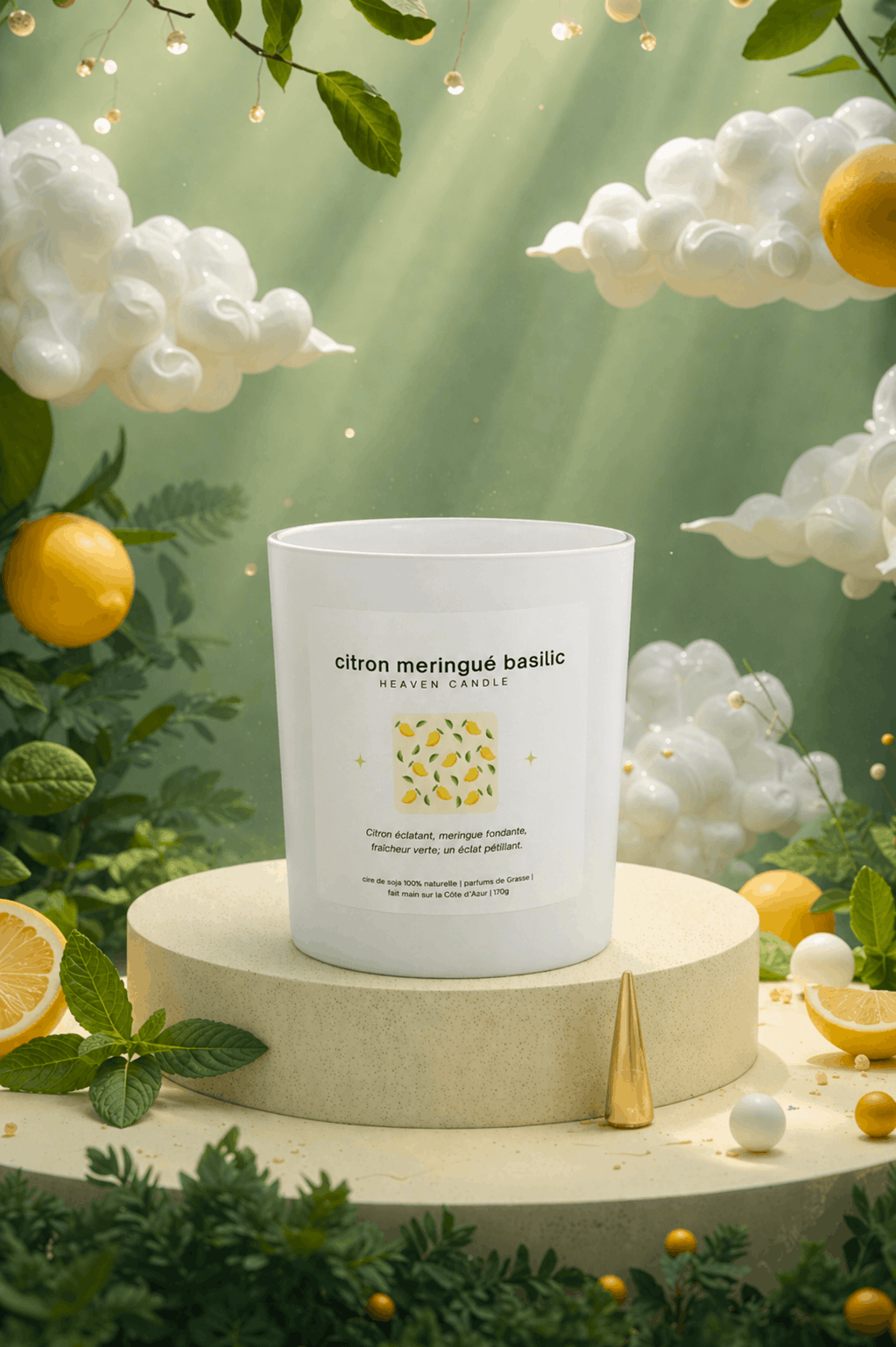 Bougie parfumée Citron meringué basilic