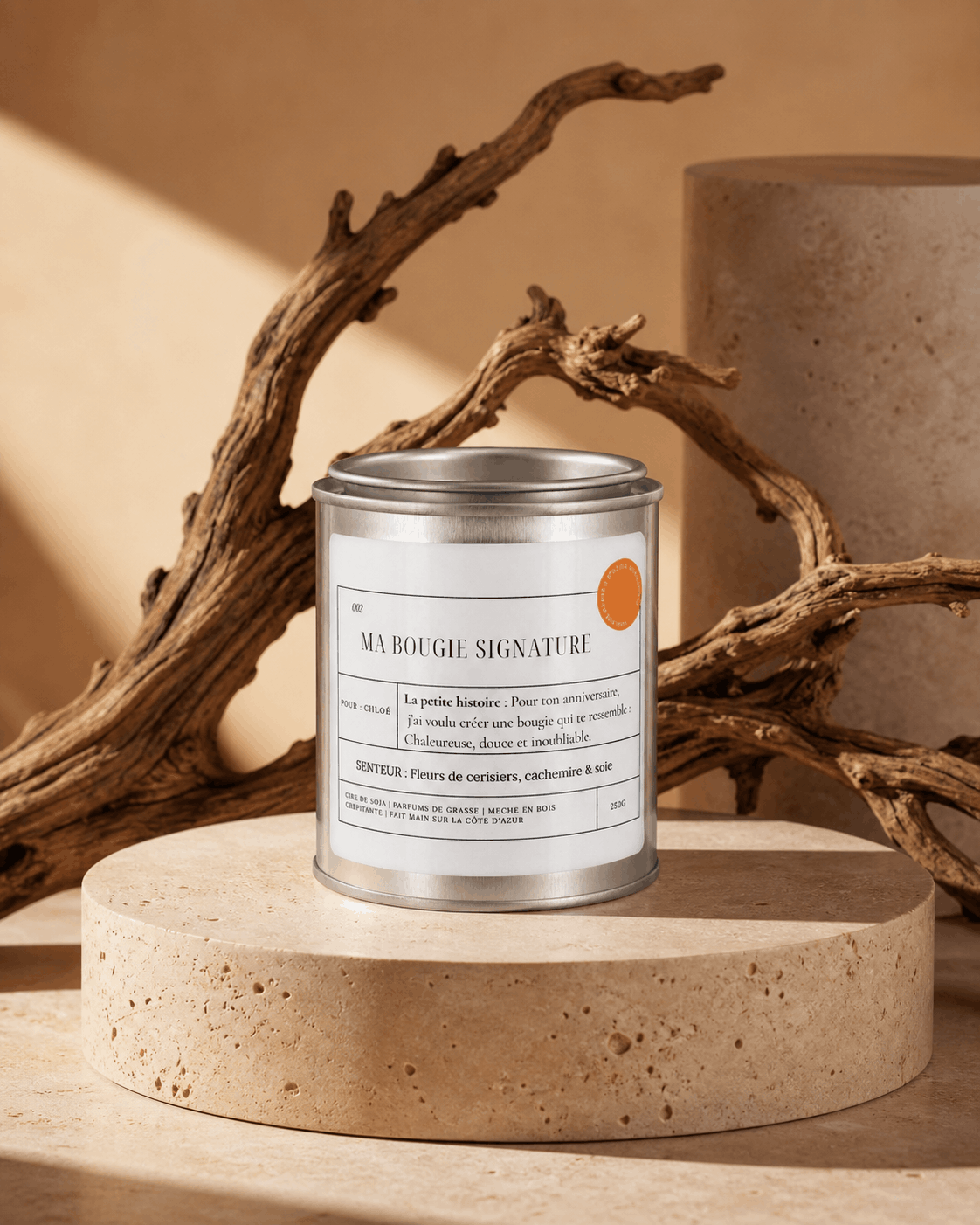 Bougie personnalisée parfumée – Message & senteurs au choix