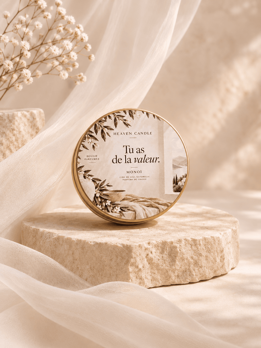 Mini bougie "Tu as de la valeur" - senteur Monoï - NOUVELLE EDITION