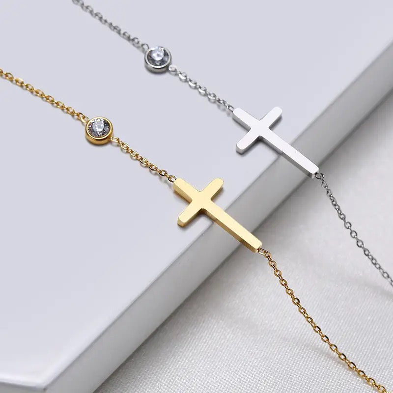 Bougie bijou "Grâce infinie" bracelet croix doré ou argenté