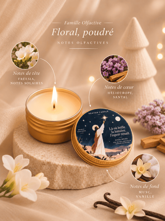 Mini bougie de Noël "Là où la lumière brille, l'espoir renaît" - senteur Doux rêves